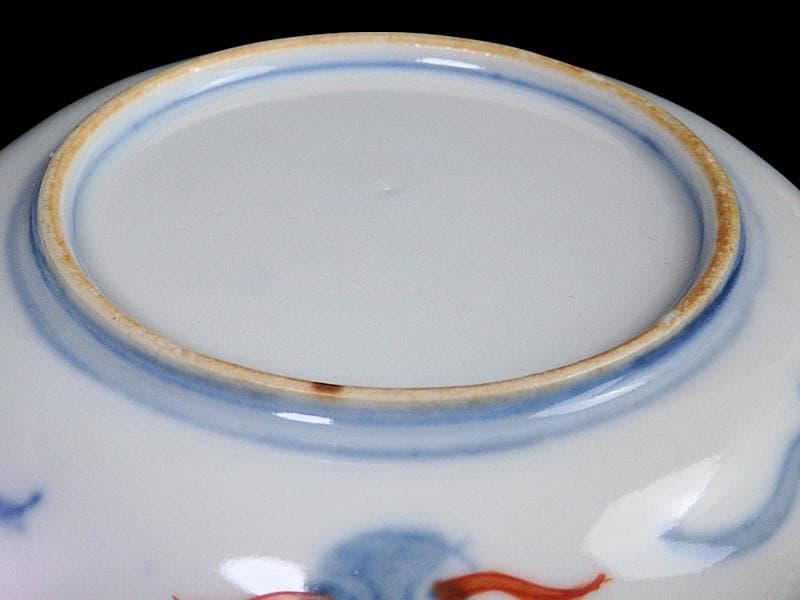 古伊万里　色絵　割絵　花の図　４寸皿　４枚　3164AS-CWu