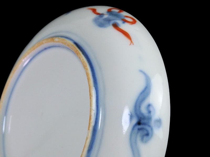 古伊万里　色絵　割絵　花の図　４寸皿　４枚　3164AS-CWu