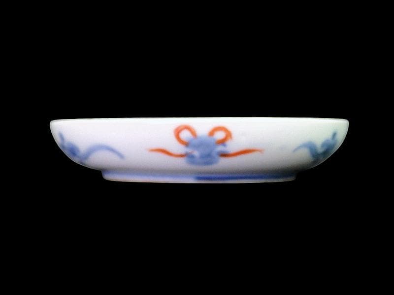 古伊万里　色絵　割絵　花の図　４寸皿　４枚　3164AS-CWu