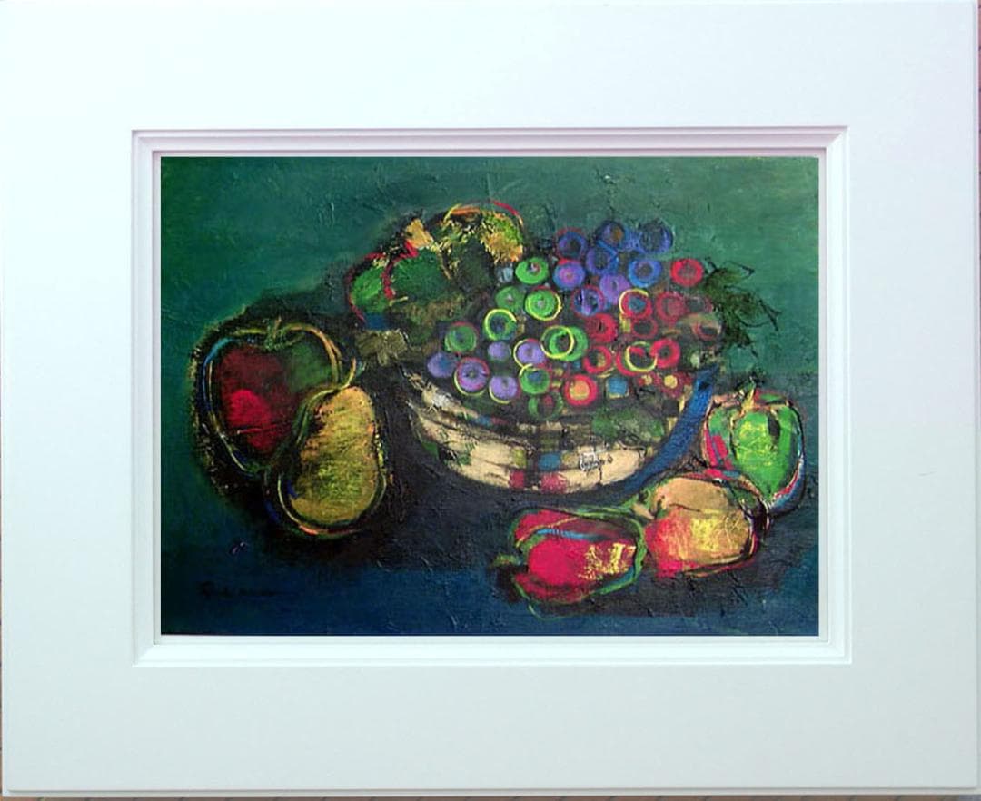 油絵 絵 絵画インテリア 額付(白) uF6-061304 静物 フルーツ