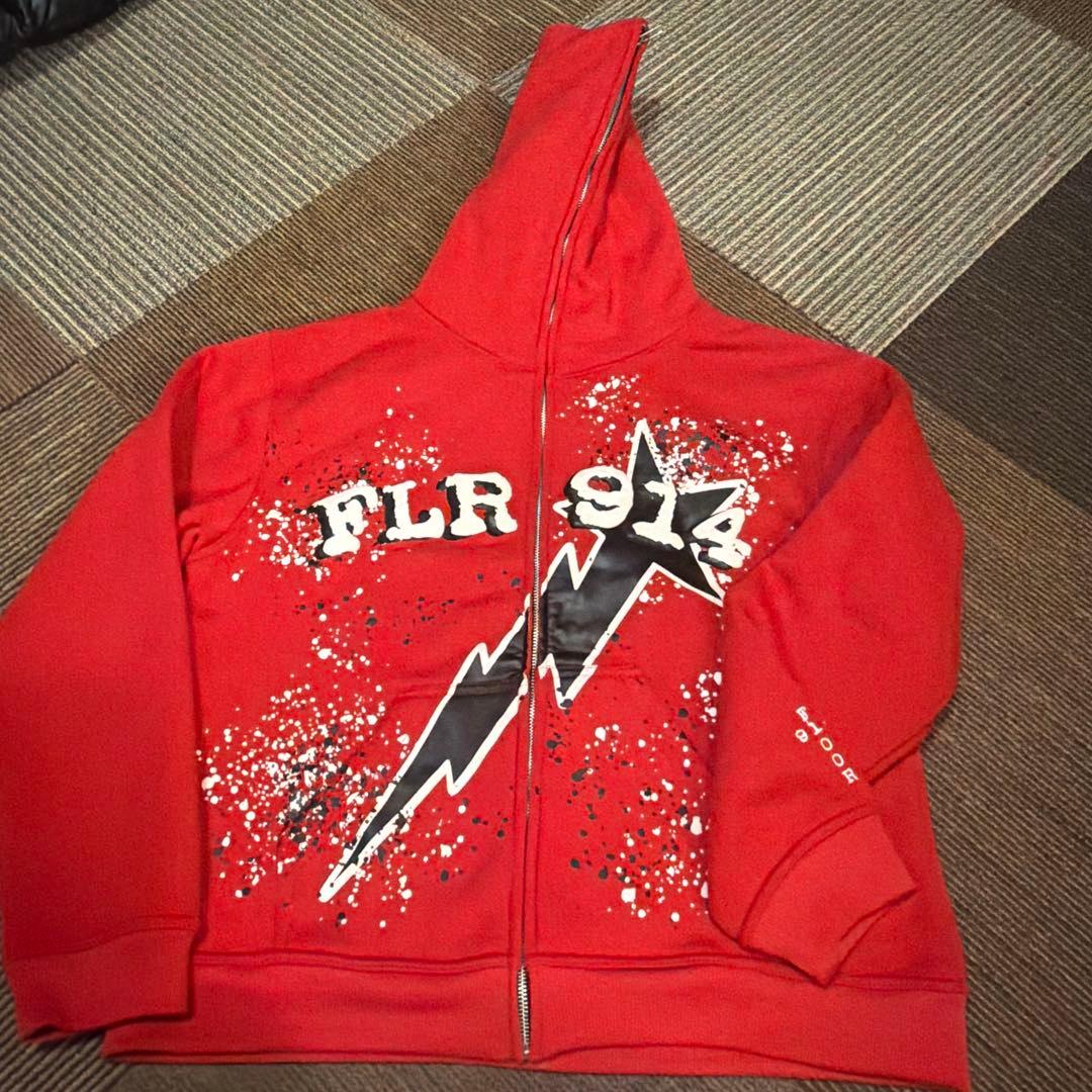 FLR 914 レッド フード付きパーカー