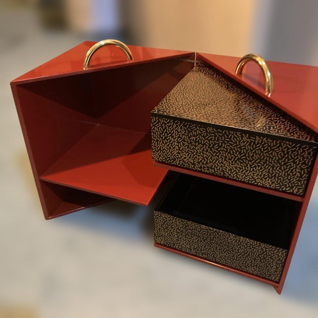 コシノヒロコ 重箱セット　おかもち　3段重　持ち手金　マルチケース　（01）