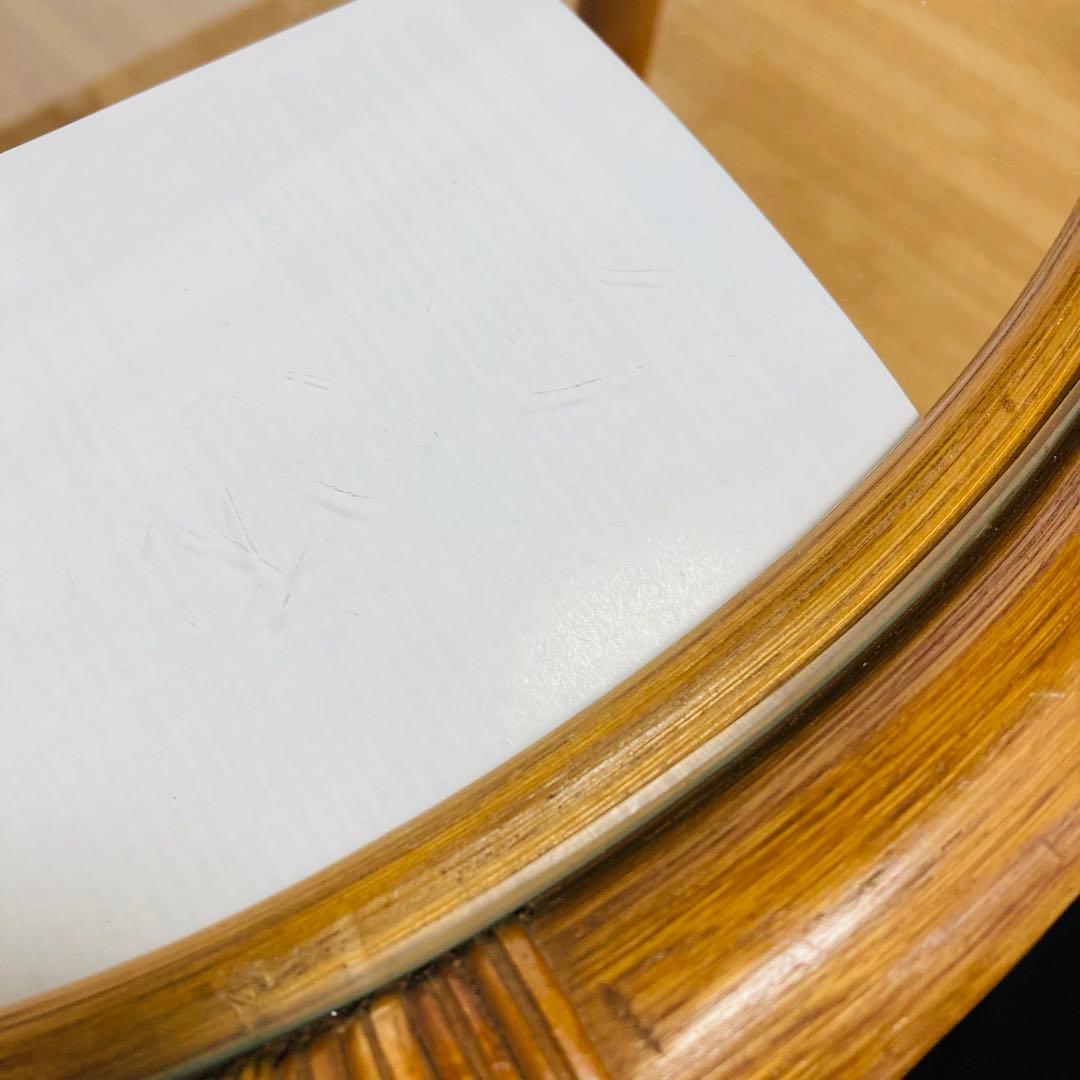 ヴィンテージ　ラタン　ガラス　天然素材　ローテーブル　ガラステーブル