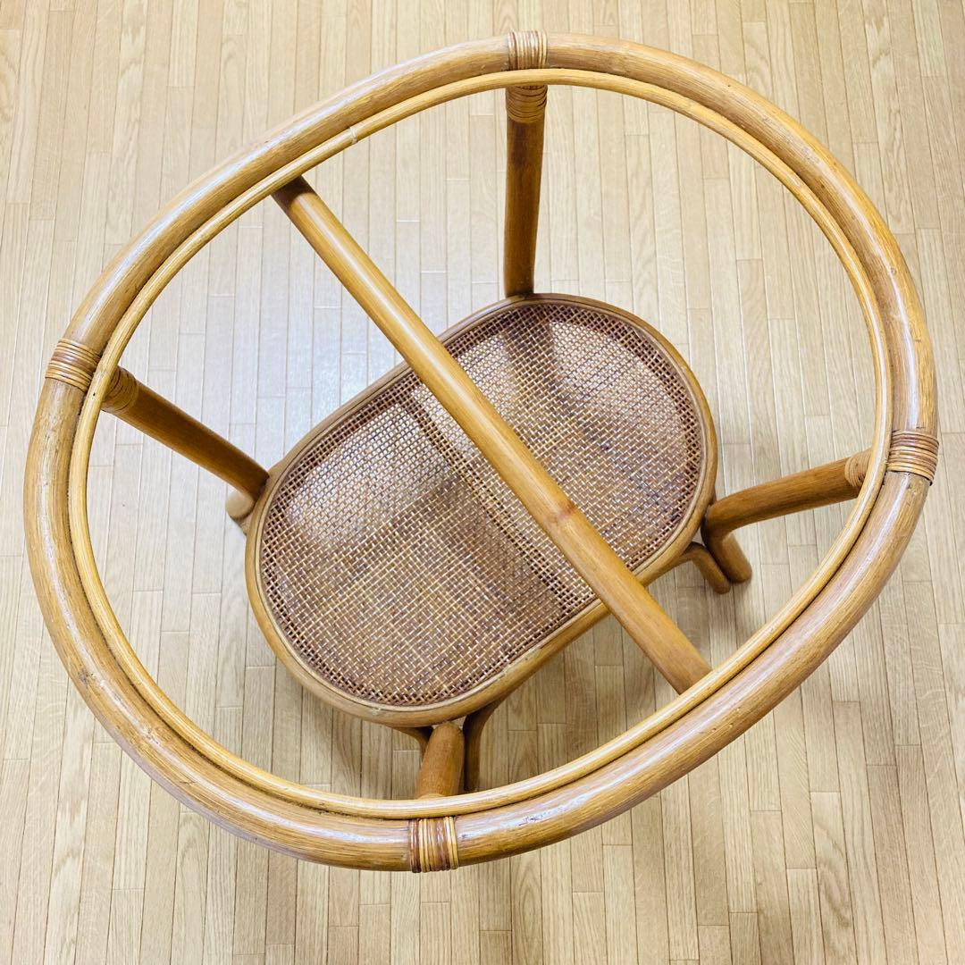 ヴィンテージ　ラタン　ガラス　天然素材　ローテーブル　ガラステーブル