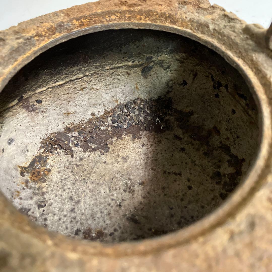 【希少・骨董】南部鉄器 鉄瓶 四角型 鶴笹文 銅蓋 アンティーク 当時物 レトロ