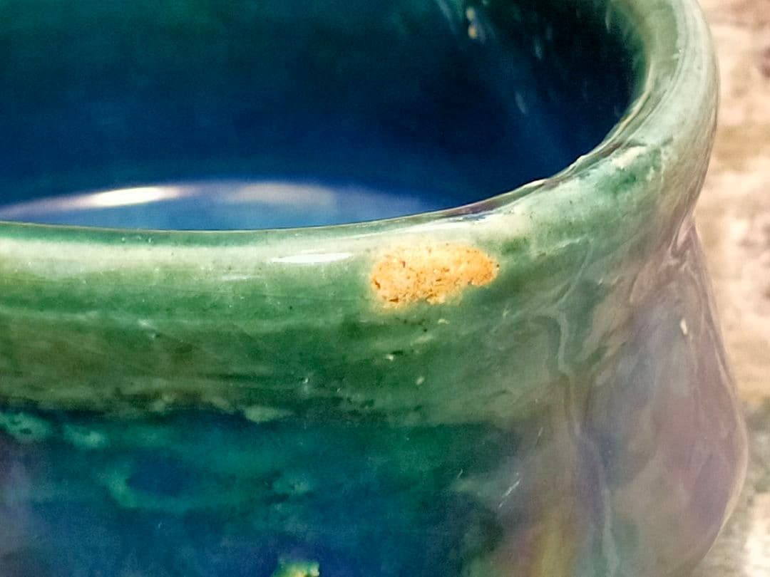 ♥美濃焼　総織部　茶碗　無銘　織部　骨董　古玩