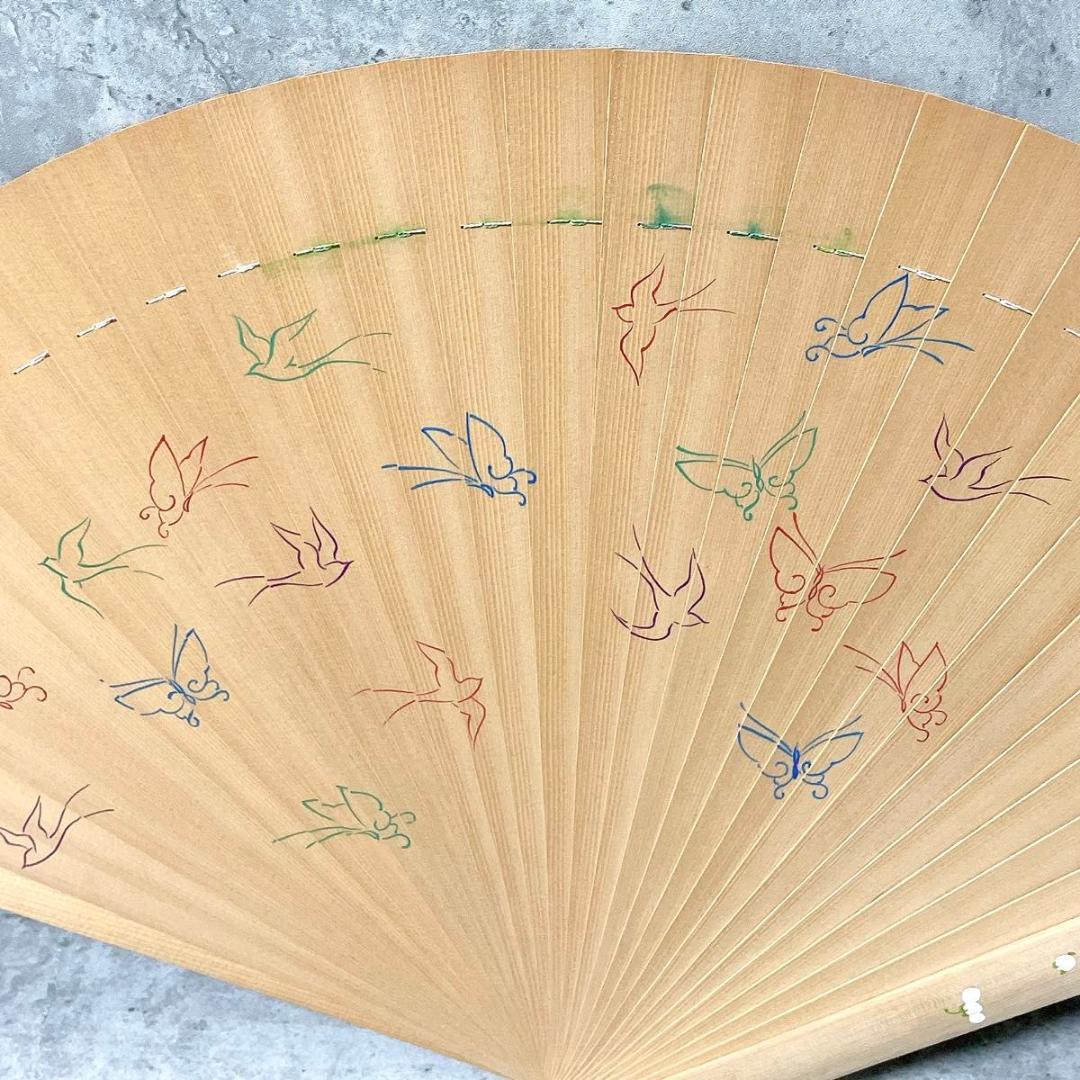宮脇賣扇庵 美也古扇 檜扇 松竹梅 京扇子 古扇子 桧扇 袙扇 木製 手彩色