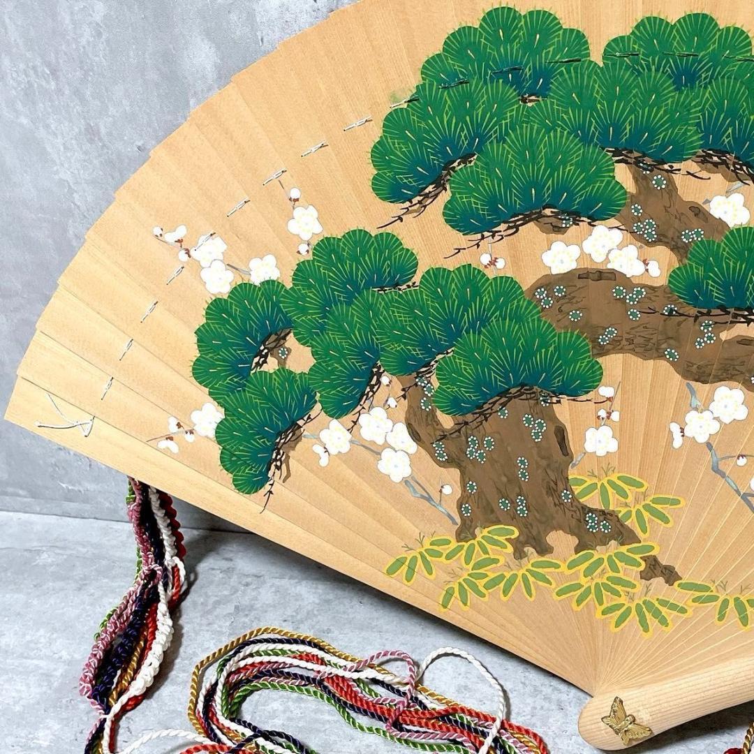 宮脇賣扇庵 美也古扇 檜扇 松竹梅 京扇子 古扇子 桧扇 袙扇 木製 手彩色