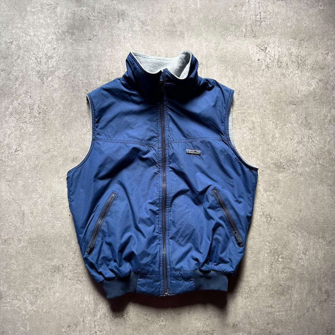 80s パタゴニア シェルドシンチラベスト USA製 ネイビー M 三角タグ
