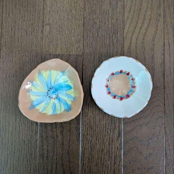 平井智　マジョリカ焼　豆皿2点