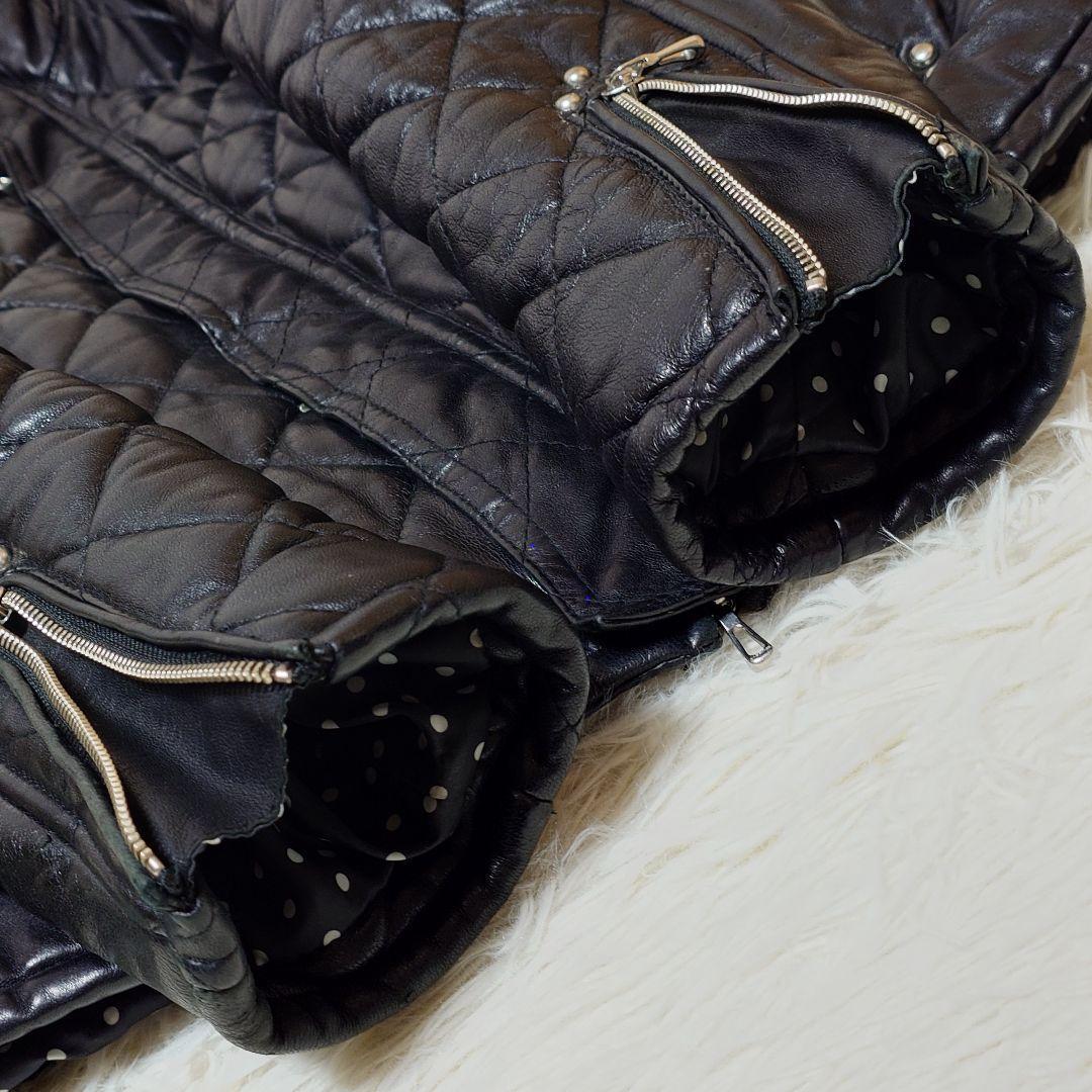 希少 ヴァンキッシュ【M】羊革 キルティングレザージャケット 黒 ☆美品☆