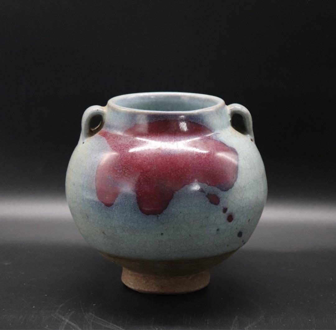 中国　鈞窯雙耳瓶　送料込み0914