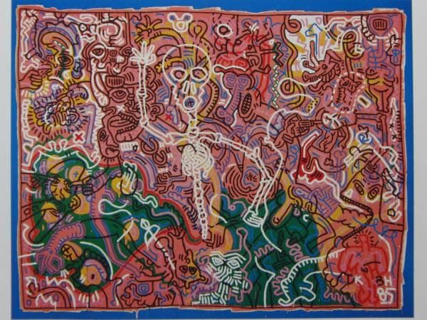 Keith Haring、No.63、希少画集画、新品額装付、状態良好
