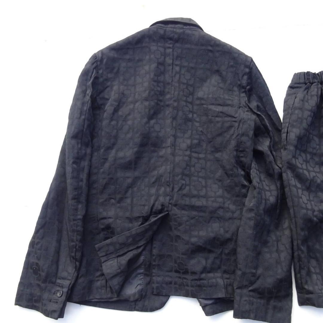 2020ブラックコムデギャルソン 模様柄セットアップシワ加工ポリエステルサルエル