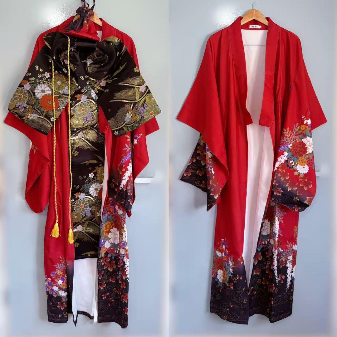 4️⃣着物 豪華 振袖 袋帯 作り帯 巾着バッグ 3点セット