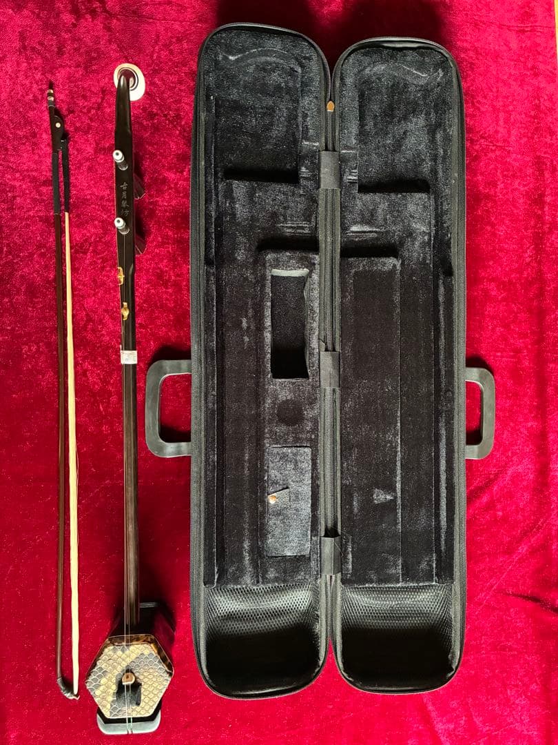 格安二胡★上級黒檀★古月琴坊・黄建洪製作★十年保証★二胡必需品セット