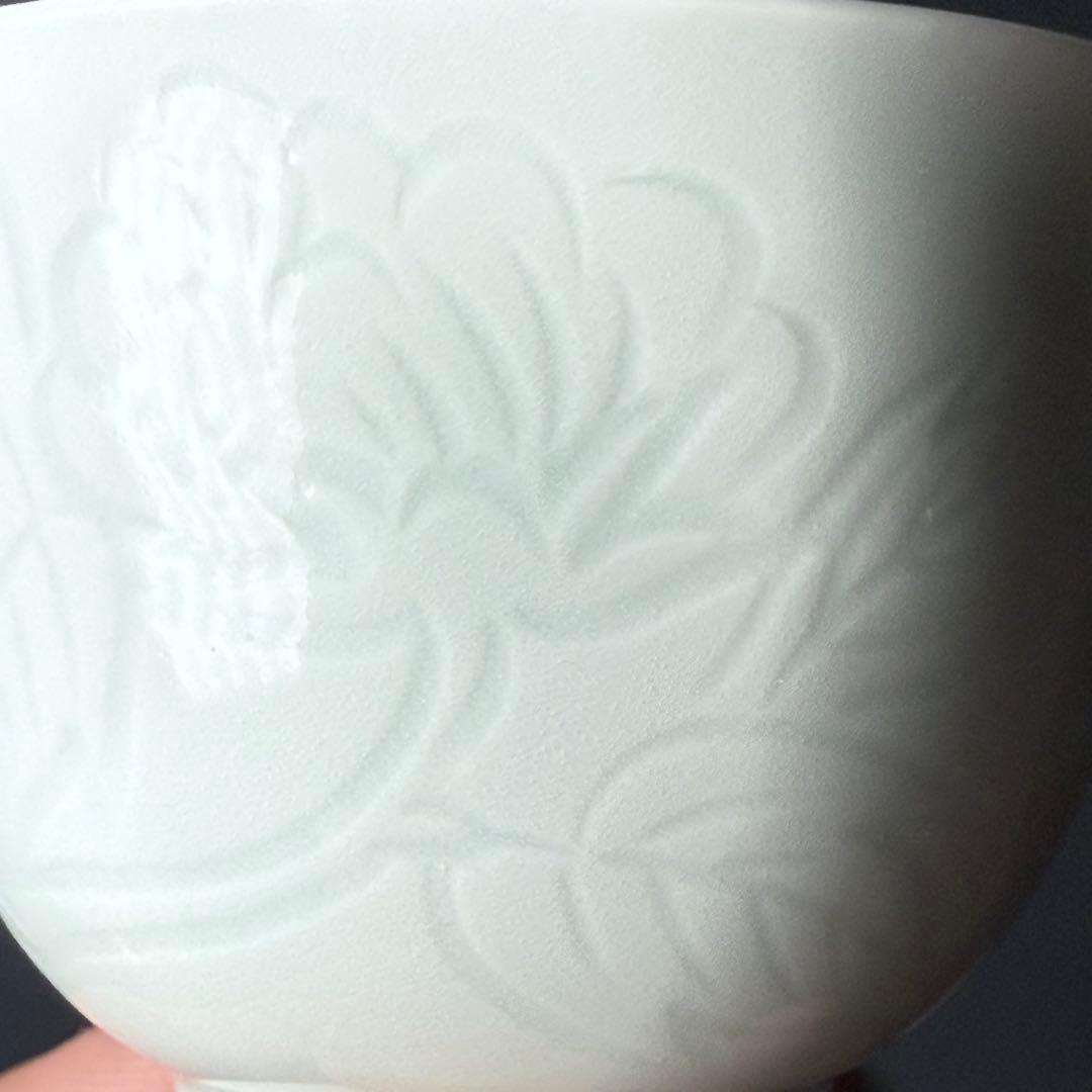 白磁の名工　樋渡陶六　煎茶器　揃い　茶道具　花彫文様　無傷　ほぼ未使用