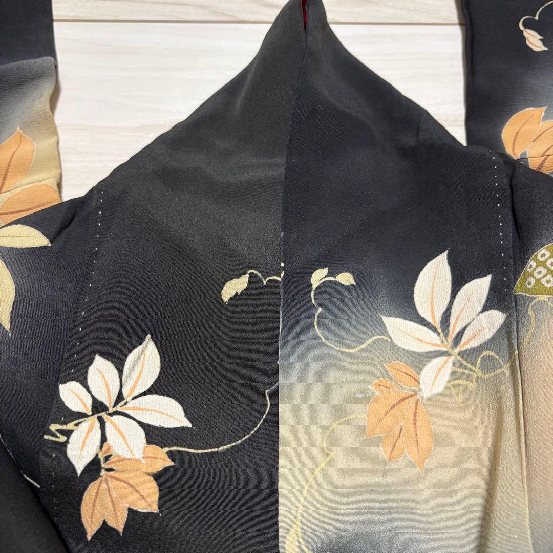 正絹 アンティーク着物 振袖 三つ紋