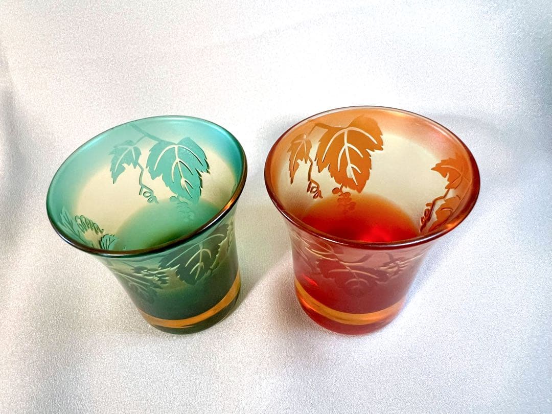 鸛《美品》現代の名工 黒木国昭 綾工房 ワイングラスペア＆ぐい呑みペア切子ガラス