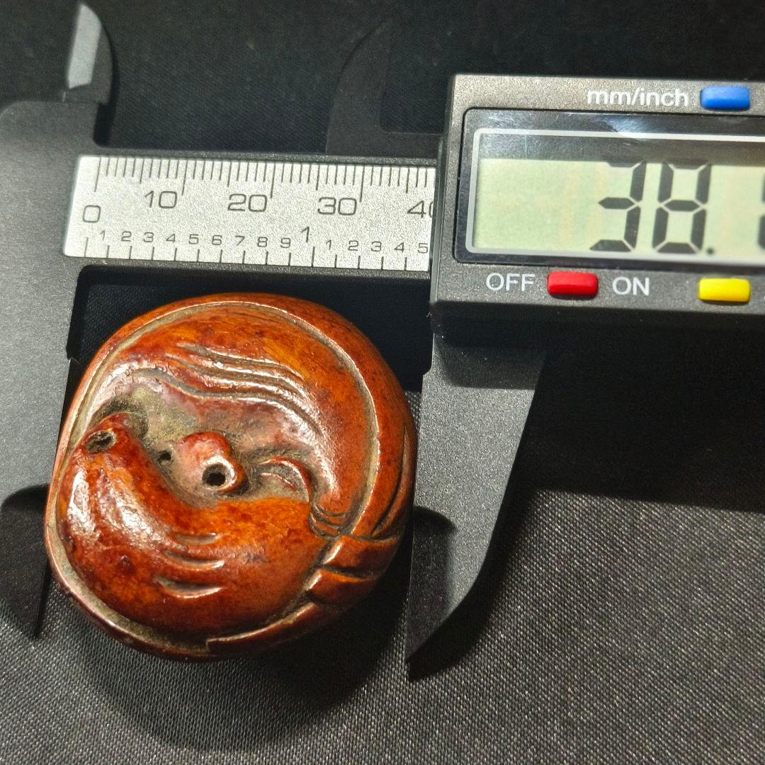 江戸根付 ひょっとこ 木彫り 骨董 時代物 アンティーク 旧家蔵出し 蒐集家放出