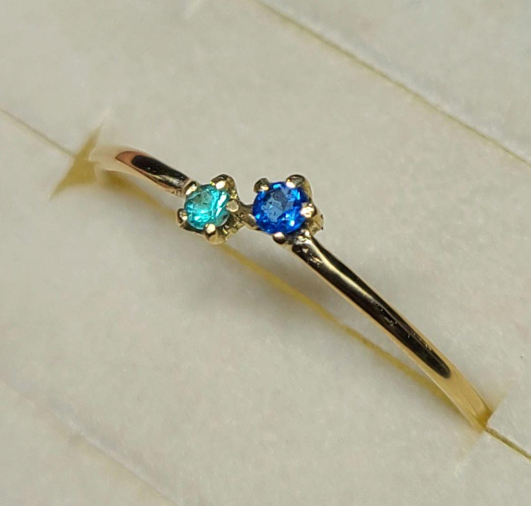 ネオン青バチバチのリングです★バターリャパライバトルマリン&アウイナイト18金★