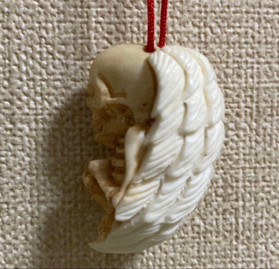 天然素材　天使&悪魔　彫刻　根付　提げ物