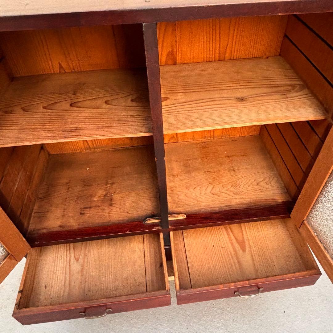 昭和レトロ■収納箪笥　ゆらゆらガラス