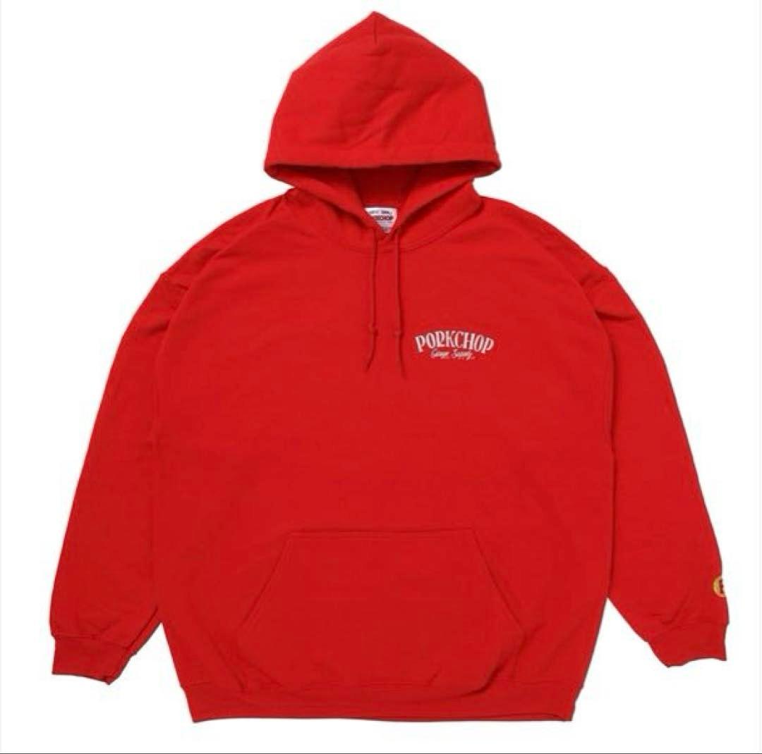 美品☆ PORKCHOP ポークチョップ パーカー フーディ L 赤 キムタク