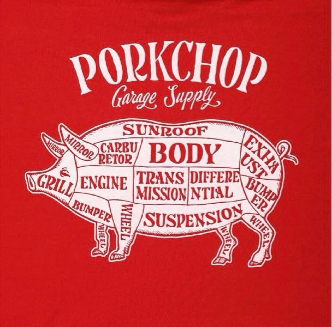 美品☆ PORKCHOP ポークチョップ パーカー フーディ L 赤 キムタク