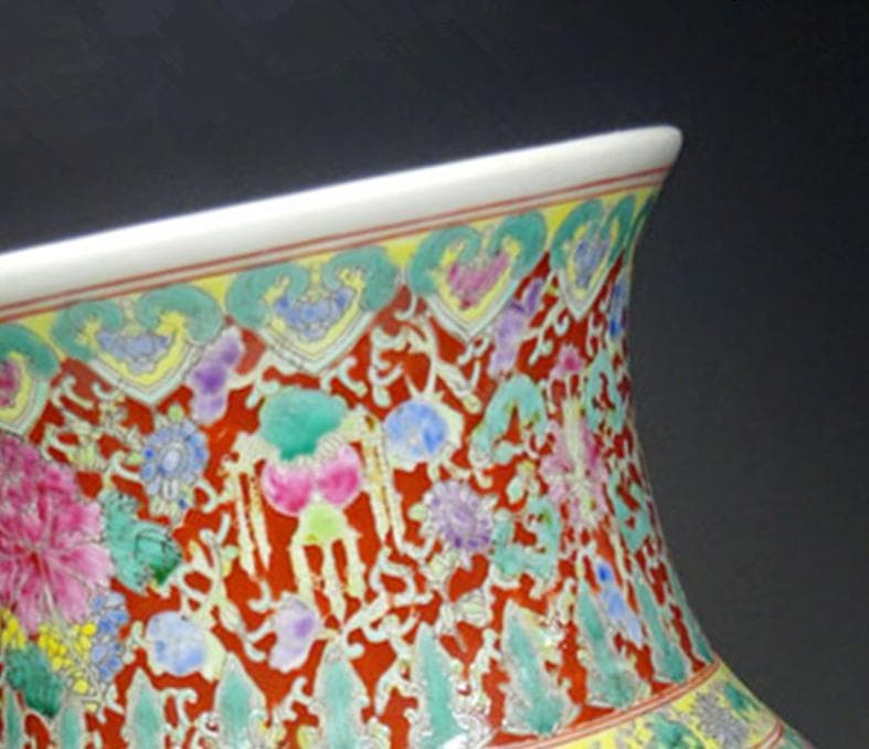 中国古玩 大清乾隆年製 粉彩 花鳥図 花瓶 高約35cm 時代物 c06101