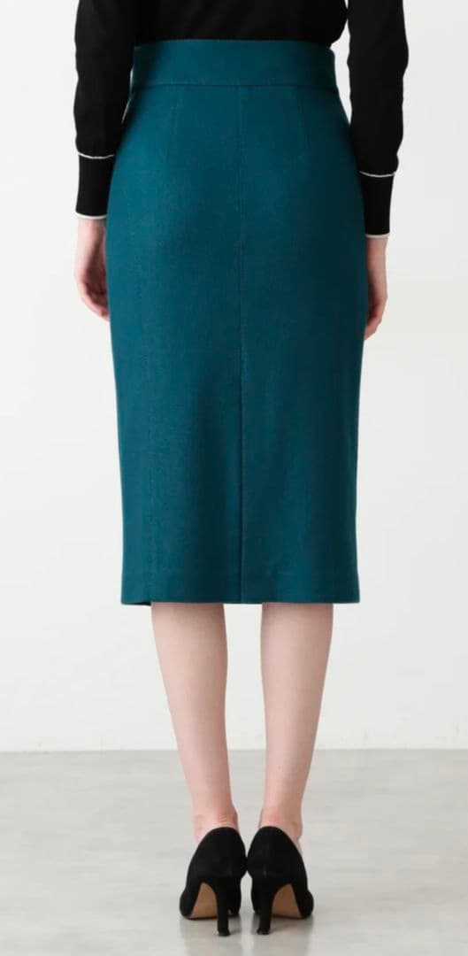 新品 ピンキー&ダイアン ウールスムースカッティングタイトスカート 緑36