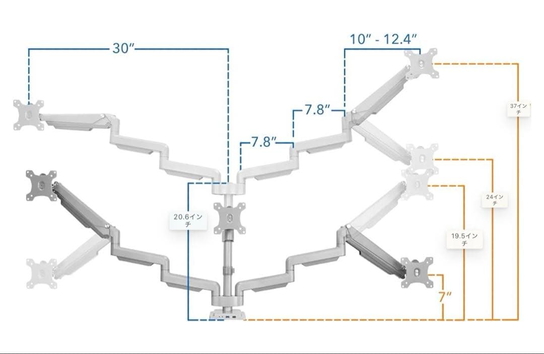 トリプルモニターアーム（ガススプリング・ヘビーデューティ・美品）