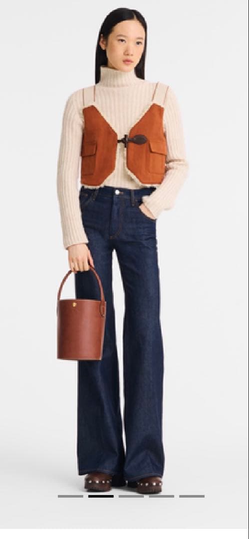 ロンシャン　バケットバッグ　イエロー