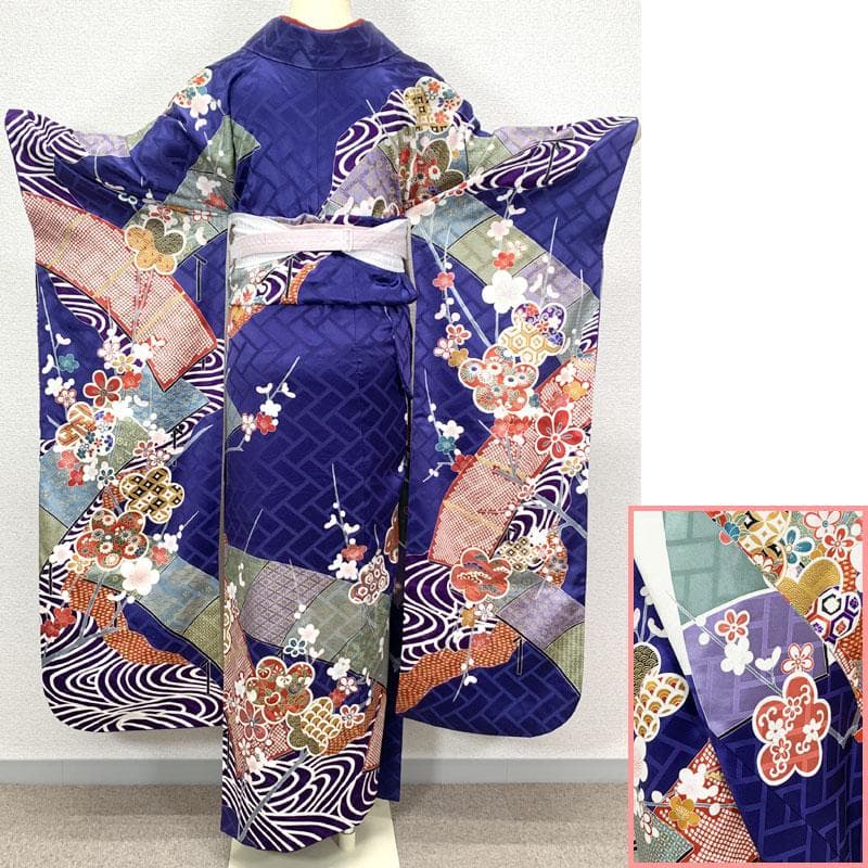 503z10.212y6.小物.半衿☆人気色 振袖 身幅広め 金彩 金駒刺繍 青