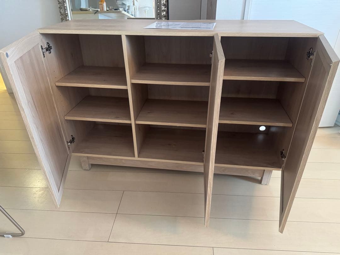 LOWYA キャビネット サイドボード リビング収納 麻調 ナチュラル 幅120