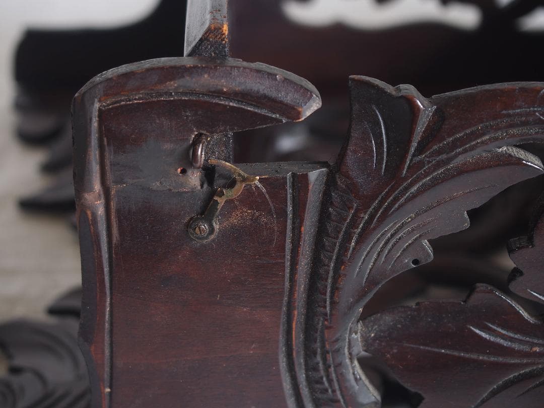 葡萄の葉 木彫刻 折り畳 コンソール 飾り棚 ウォールシェルフ 装飾/K353