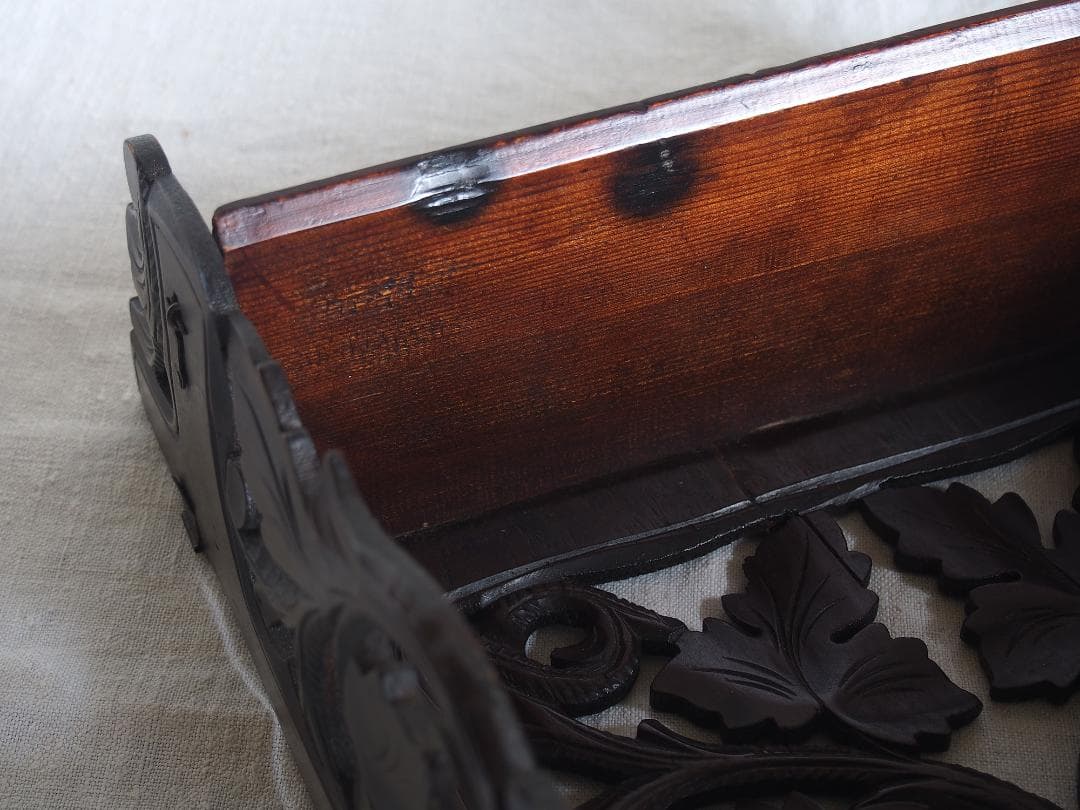 葡萄の葉 木彫刻 折り畳 コンソール 飾り棚 ウォールシェルフ 装飾/K353