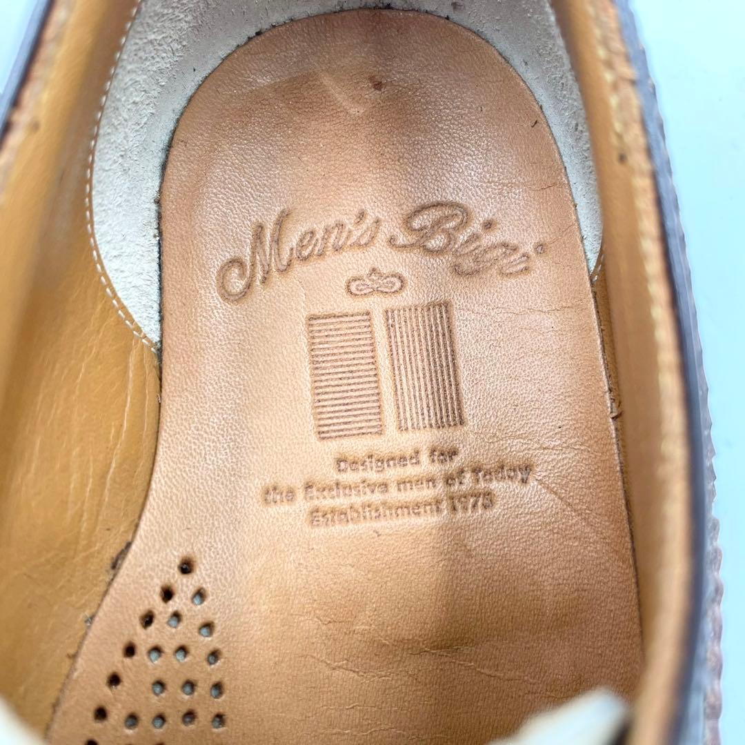 メンズビギ ドレスシューズ ウイングチップ 25.5 茶白 外羽根 Y1382