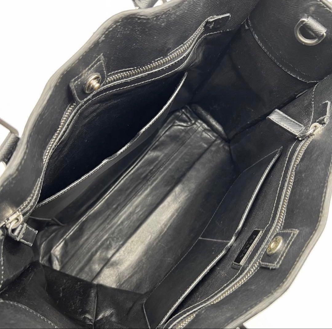 【良品】PRADA プラダ サフィアーノレザー 2way ビジネスバッグ 黒