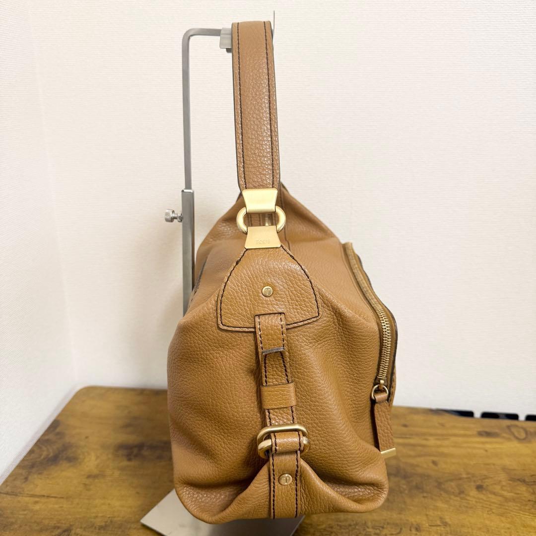 トッズ　ワンショルダー　ハンドバッグ　トート　シボ革　レザー　ブラウン系