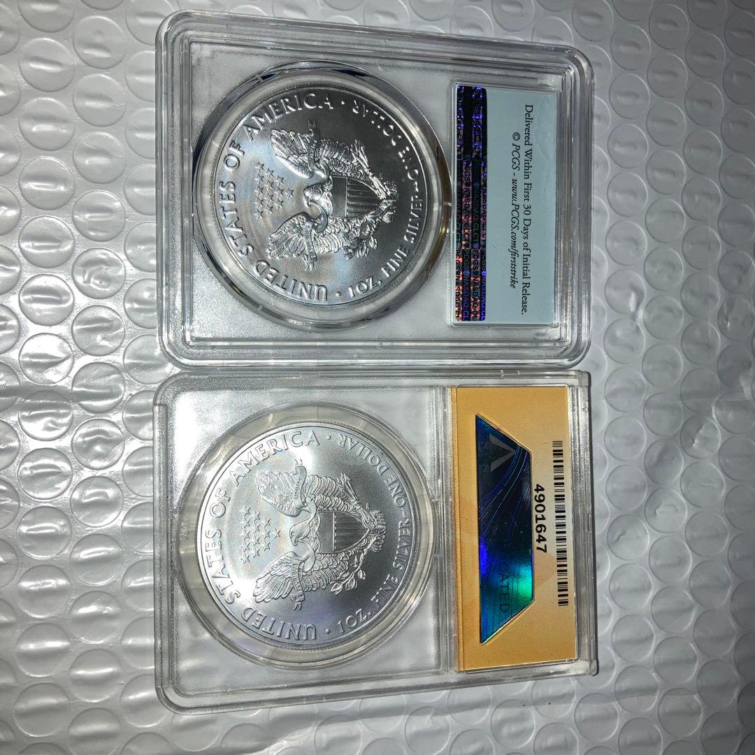 ゆ*み様 2020&2008アメリカイーグル銀貨2枚セット PCGS ANACS