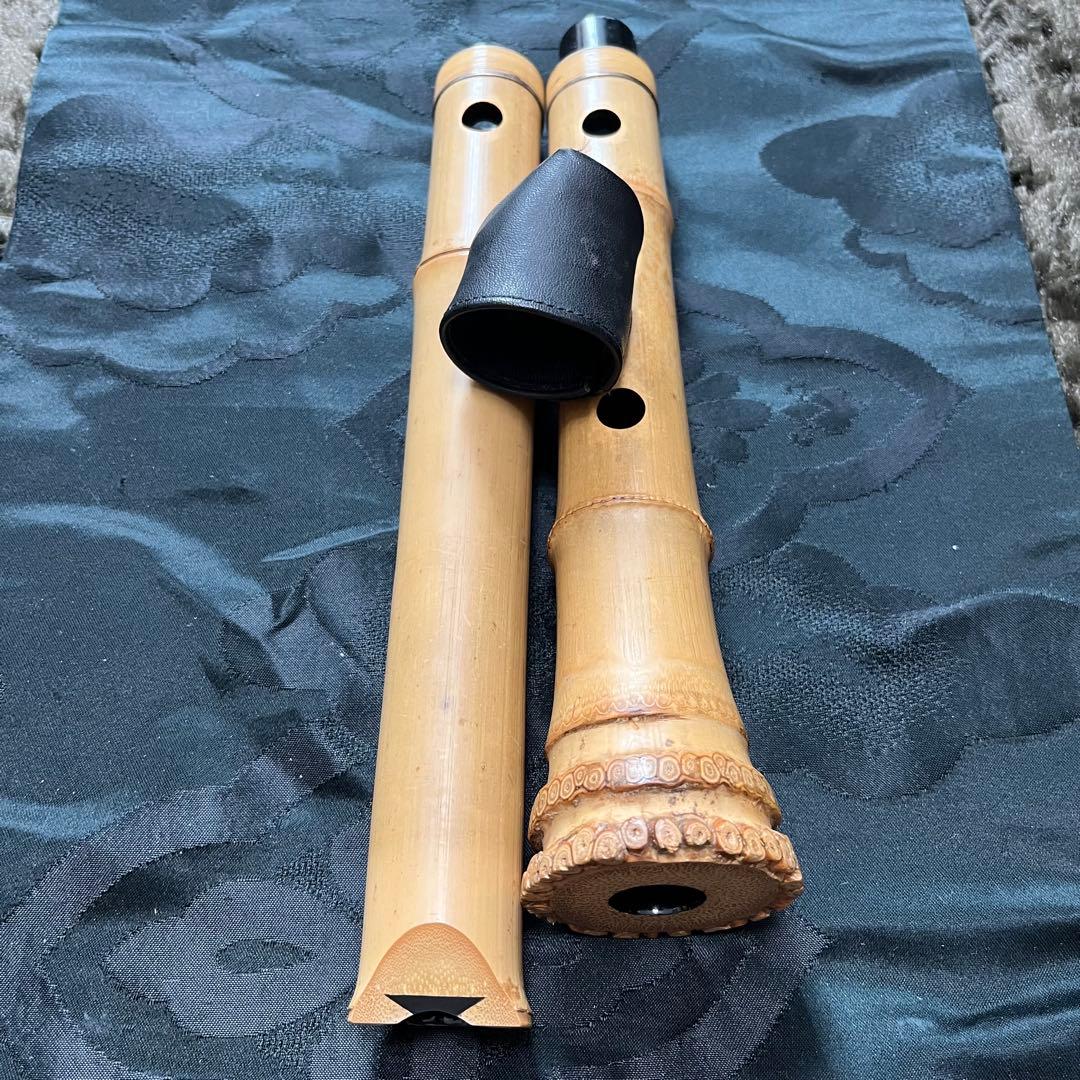 尺八 琴古流 竹治 2印 1尺6寸管 中継ぎ籐巻き銀三線 【音出し確認済み】