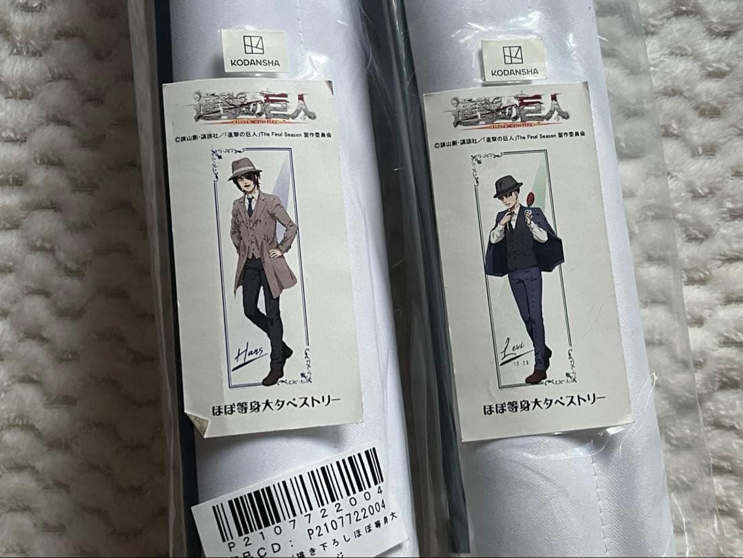 進撃の巨人 リヴァイ ハンジ ほぼ等身大タペストリー