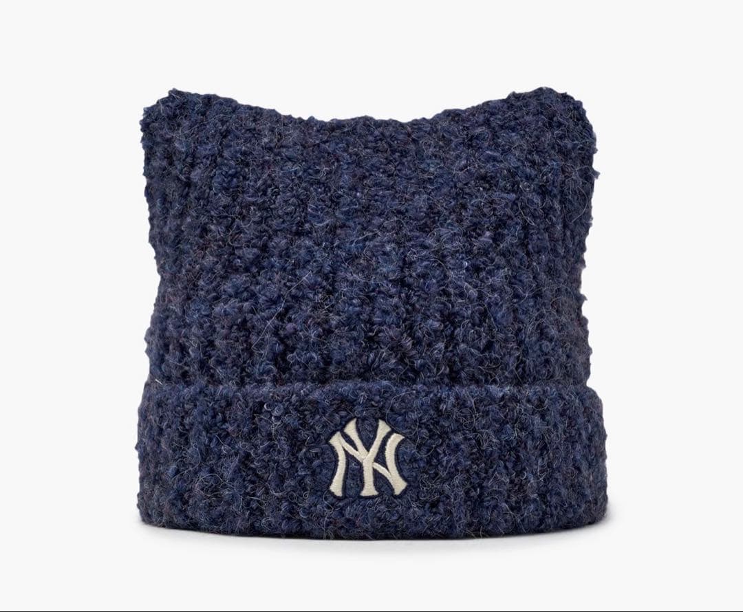 MLB ビーニー ネイビー 青 karina着用 猫耳 ニット帽 韓国 カリナ