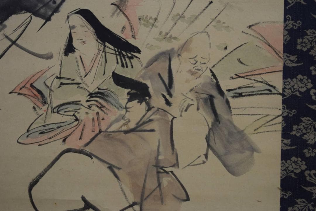 模写/谷文晁/六歌仙図/佐竹永陵の桐極箱付/布袋屋掛軸HF-21
