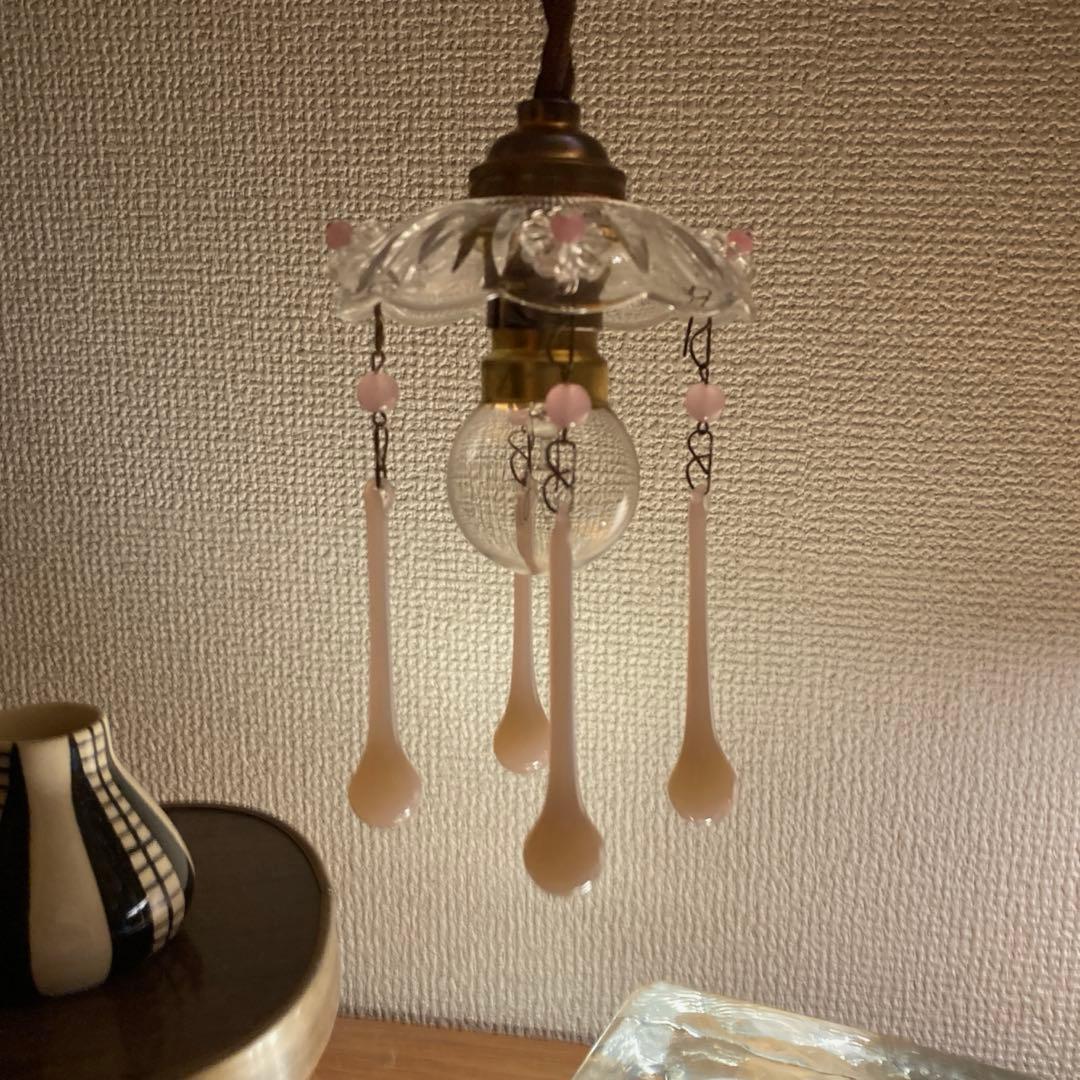 ミニシャンデリア　1920年　（オパールセント）フランス　アンティーク　シェード