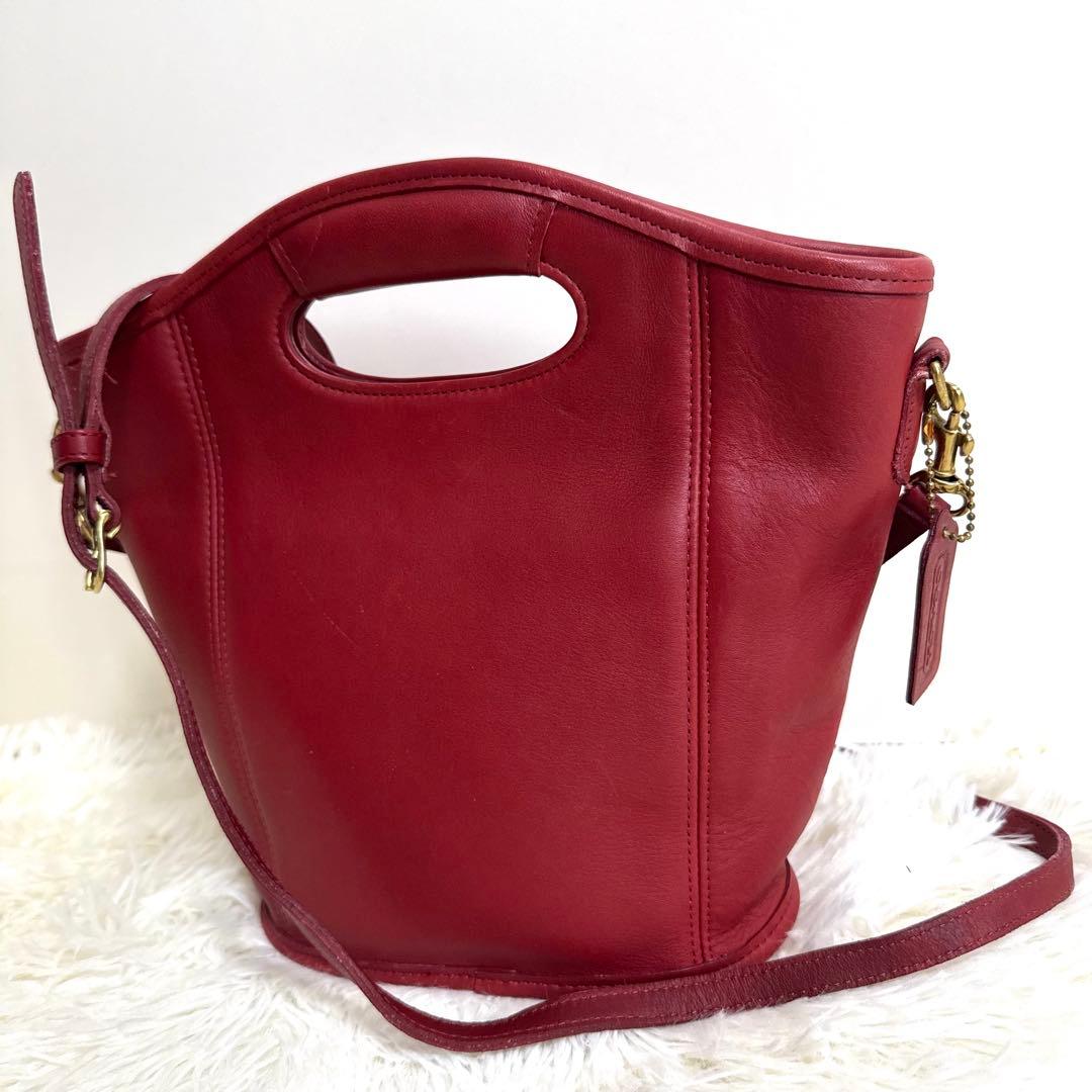 【美品】オールドコーチ 9993 2way ショルダーバッグ ハンド レザー 赤