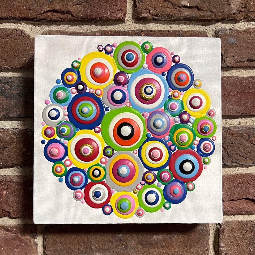 カラフル立体　　サークル　油絵