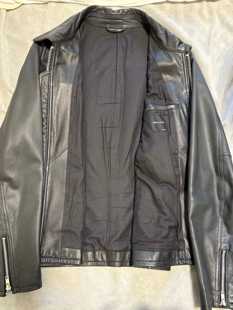 シップス　ジェットブルー　レザーブルゾン