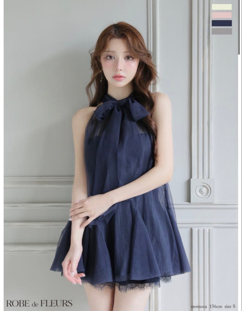 ROBE de FLEURS ドレス ネイビー